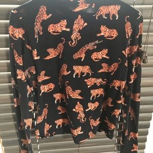 Anthropologie Tiger-Printed Knit Mock Turtleneck
